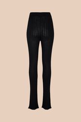 Women Ribbed Knit Flare Pants Black back view