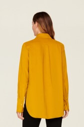 Women Solid - Women Velvet Shirt, Mustard back worn view