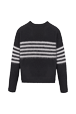 Women Tricolor Striped Sweater Black back view