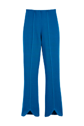 Femme Maille - Pantalon maille milano femme, Bleu de prusse vue de face
