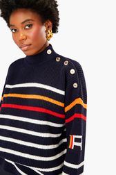 Women - Sailor Sweater Tricolor, Black/blue details view 1