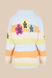 Women - Belted Cardigan with Multicolored Stripes, Multico back view