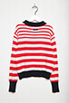 Girls Printed - Striped Girl Long Sleeve Polo Knit, Red/vanilla back view