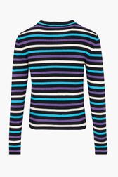 Women - Striped Sweater with Long Sleeves, Purple front view