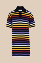 Women - Oversized Polo Dress with multicolored stripes, Black front view