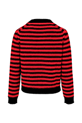 Women Raye - Women Big Poor Boy Striped Sweater, Black/red back view
