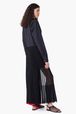 Women - Long Dress With Trompe L'oeil Effect, Black back worn view