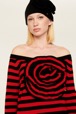 Women Maille - Women Striped Flower Sweater, Black/red details view 2