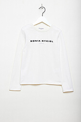 Sonia Rykiel Logo Girl Long Sleeves T-shirt Ecru front view
