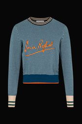 Women - Women Houndstooth Sweater, Baby blue front view