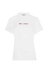 T-shirt en coton signature multicolore femme Blanc vue de face