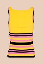 Women - Pink and Multicolored Stripes Tank Top, Orange back view
