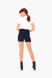 Women - SR Wool Shorts, Black/blue back worn view