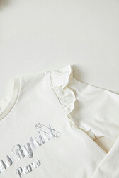 Girls Solid - Printed Cotton Girl Long-Sleeved T-shirt, Ecru details view 1