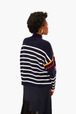 Women - Sailor Sweater Tricolor, Black/blue back worn view