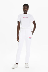 T-shirt en coton signature multicolore femme Blanc vue portée de face