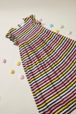 Girls - Multicolor Striped Girl Long Dress, Multico striped details view 1