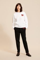 Women - Women Mouth Print Sweatshirt, White front worn view