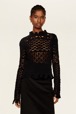Women Maille - Women Openwork Sweater, Black front worn view