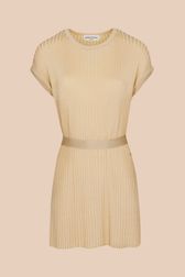 Women - Tunic in ribbed knit, Camel front view