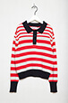 Striped Girl Long Sleeve Polo Knit Red/vanilla front view