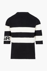 Women - SR Heart Short Sleeve Sailor Sweater, Black back view