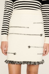 Women Maille - Women Charms Intarsia Wool Mini Skirt, Ecru details view 2
