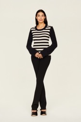 Women Jane Birkin Sweater Black/white front worn view