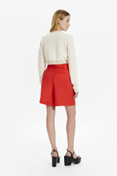 Women Two-Colour Crop Top Striped ecru/beige back worn view