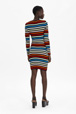 Women Short Dress With Square Neck Multico striped back worn view