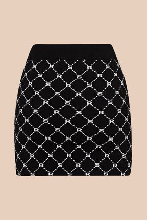 Women - Women Jacquard Mini Skirt, Black back view