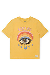 Girls Solid - BONTON x Sonia Rykiel Printed Cotton Girl Oversized T-shirt, Yellow front view