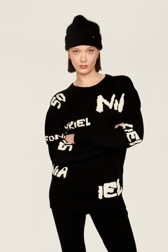 Women Maille - Women Sonia Rykiel logo Wool Grunge Sweater, Black details view 1